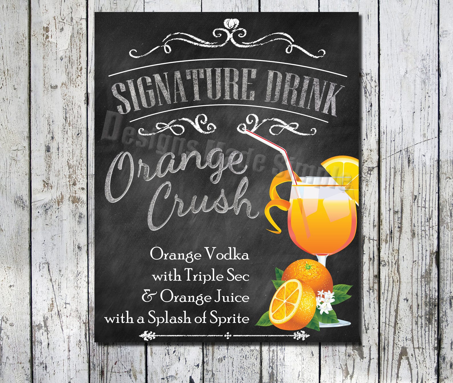 Orange Crush Signature Drink Wedding Bridal Shower Event Etsy