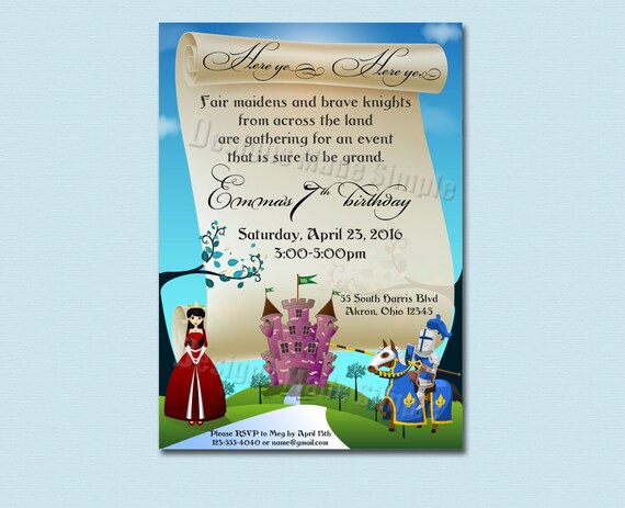 Medievale Chevalier Princesse Et Chateau Anniversaire Party Etsy France