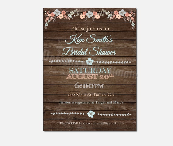 Rustic Floral Bridal Shower Invite Printable Customizable | Etsy