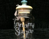 Lrg Glass Sandblast Custom Jar Airtight Storage -Spoon Included-