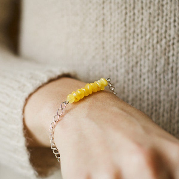 Yellow bracelet, amber jewelry