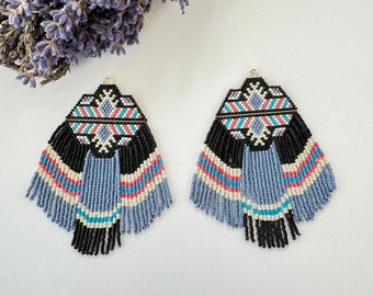 Beaded Fringe Earrings Pink Lined Jewelry Cute Earrings Large Fringe Earrings Seedbead Earring Valentine's Day Gift Ideas