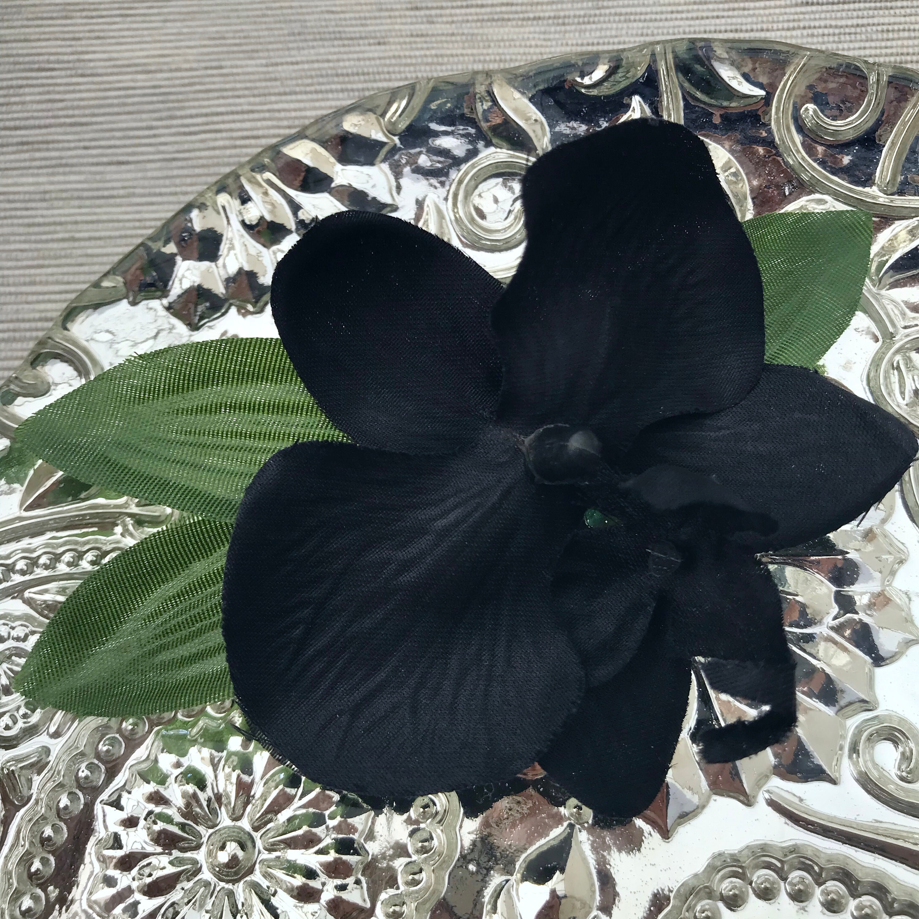 Black Orchid Hair Flower Clip Orchid Hairpin Flower Hair Etsy