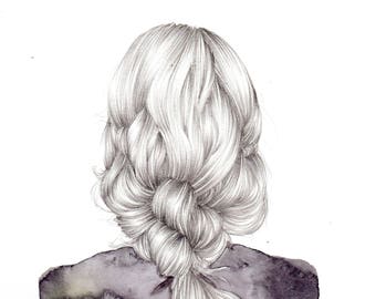 Illustration girl hair.