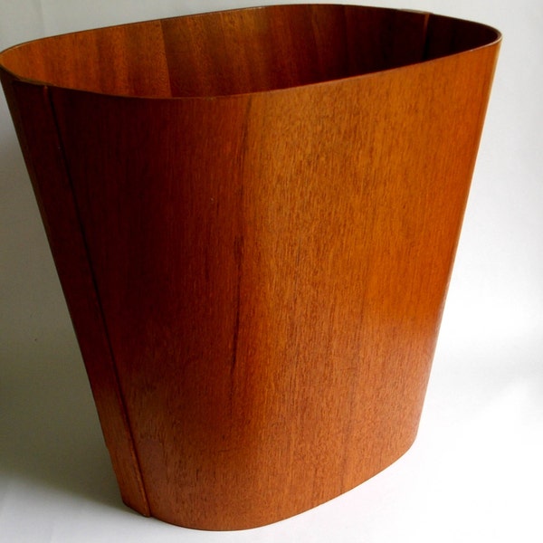 Teak Waste Basket Beni Mobler Danish Modern Denmark 1960s Mid Century PS Heggen Era Trash Can Mad Men