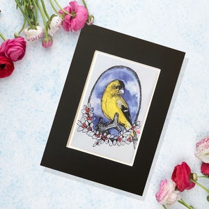 Finch, Yellow Bird, Bird Artist Print, Mixed Media Art Print, Mixed Media Bird, Yellow Bird Print, Yellow Bird Art