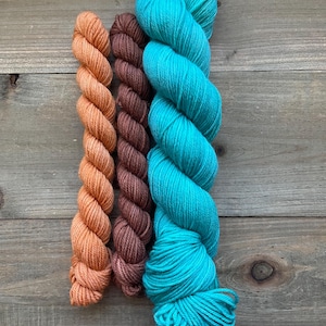 Hand Dyed Yarn | Sock Set | Full Skein 100 g | Mini Skeins 20 g | DK Weight