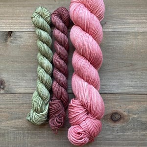 Hand Dyed Yarn | Sock Set | Full Skein 100 g | Mini Skeins 20 g | DK Weight