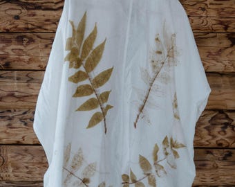 Organic cotton tunic, eco printed with black walnut