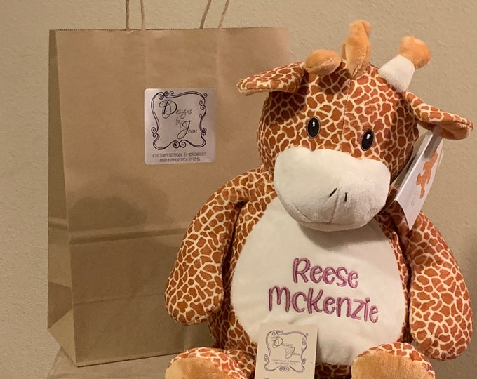 Giraffe Personalized Stuffed Animal - Personalized Name Only Stuffed Animal - Stuffed Animal w/Name - Embroidered Stuffed Animal - Name Only