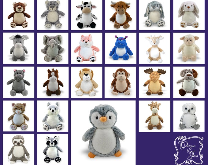 Penguin Personalized Stuffed Animal - Personalized Birth Stats Animal - Monogramed Stuffed Animal - Embroidered Animal w/Name -Keepsake