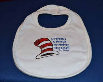 Dr. Seuss A Person's A Person Bib - Custom Baby Bib - Cat in the Hat - Baby Shower Gift