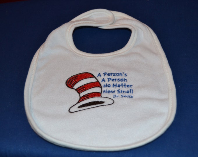 Dr. Seuss A Person's A Person Bib - Custom Baby Bib - Cat in the Hat - Baby Shower Gift