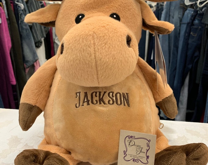 Moose Personalized Stuffed Animal - Personalized Name Only Stuffed Animal - Stuffed Animal w/ Name - Embroidered Stuffed Animal - Name Only