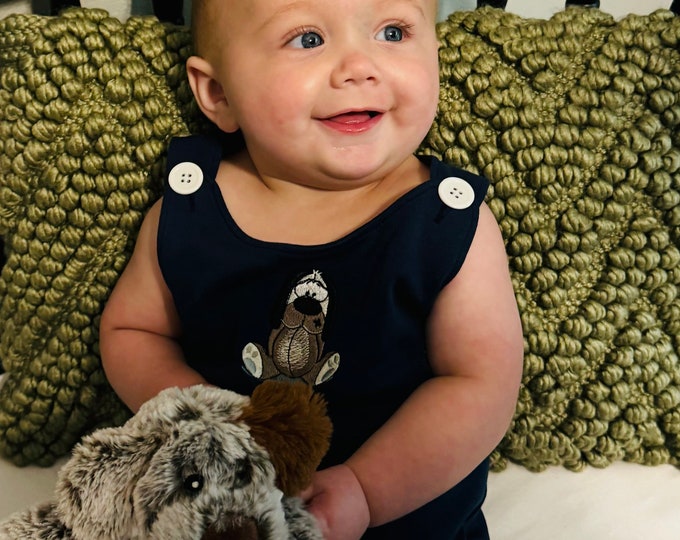 Boys Sleeveless Romper - Personalized Boys Sleeveless Romper - Monogramed Boys Romper - Baby Boy Sleeveless Romper - 1st B'day - Baby Shower