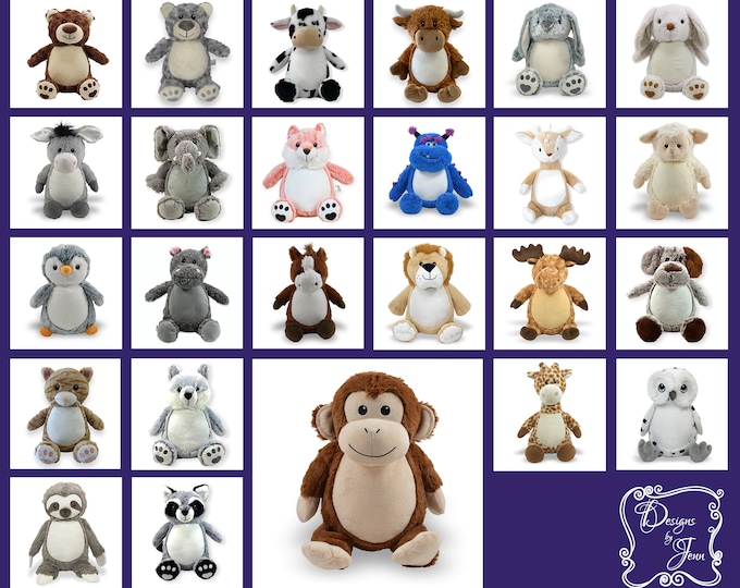 Monkey Personalized Stuffed Animal - Personalized Birth Stats Animal - Monogramed Stuffed Animal - Embroidered Animal w/Name -Keepsake