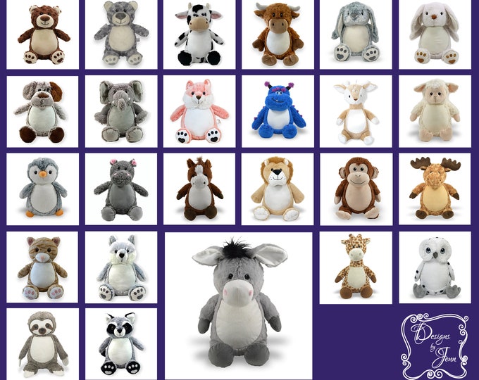 Donkey Personalized Stuffed Animal - Personalized Birth Stats Stuffed Animal - Monogramed Stuffed Animal - Embroidered Animal w/Name