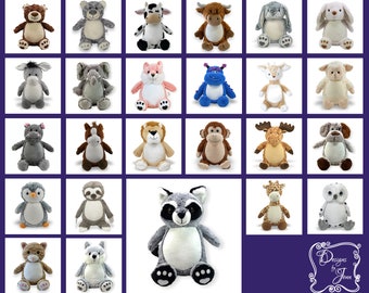 Raccoon Personalized Stuffed Animal - Personalized Birth Stats Animal - Monogramed Stuffed Animal - Embroidered Animal w/Name - Keepsake