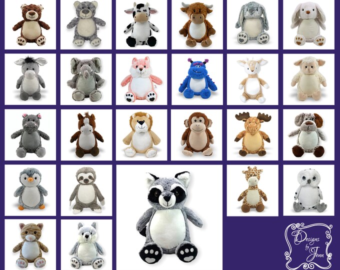 Raccoon Personalized Stuffed Animal - Personalized Birth Stats Animal - Monogramed Stuffed Animal - Embroidered Animal w/Name - Keepsake
