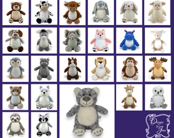Grey Bear Personalized Stuffed Animal - Personalized Birth Stats Stuffed Animal - Monogramed Stuffed Animal - Embroidered Animal w/Name