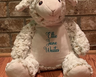 Lucy Lamb Personalized Stuffed Animal - Personalized Name Only Stuffed Animal - Stuffed Animal w/Name -Embroidered Stuffed Animal -Name Only