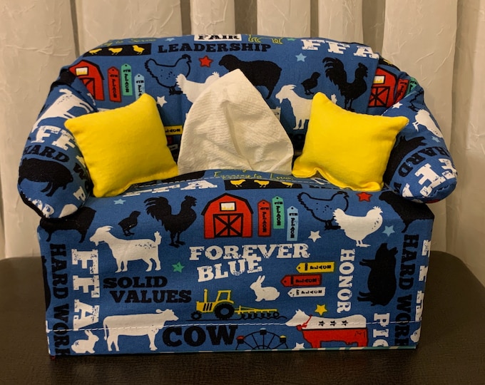 FFA Couch Tissue Box Cover - Tissue Box Cover - Tissue Cover - Couch Shaped Tissue Box Cover - Tissue Box Cover - Farm - Farm Animals