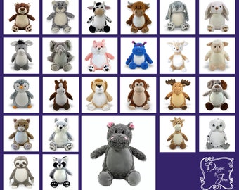 Hippo Personalized Stuffed Animal - Personalized Birth Stats Animal - Monogramed Stuffed Animal - Embroidered Animal w/Name - Keepsake