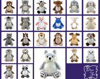 Wolf Personalized Stuffed Animal - Personalized Birth Stats Animal - Monogramed Stuffed Animal - Embroidered Animal w/Name - Keepsake