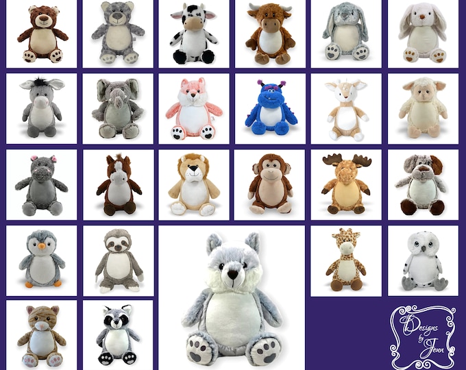 Wolf Personalized Stuffed Animal - Personalized Birth Stats Animal - Monogramed Stuffed Animal - Embroidered Animal w/Name - Keepsake