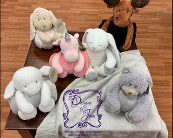Blankey Huggers, Personalized Blanket, Stuffed Animal with blanket, Custom Embroidery, Custom blanket stuffed animal, Personalized gift
