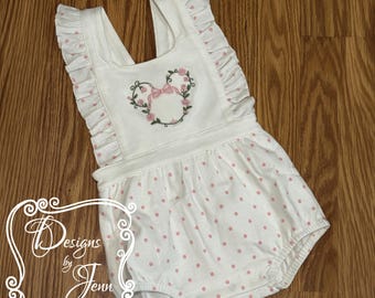Minnie Pink Polka Dot Bubble - Personalized Pink Polka Dot Bubble - Monogramed Pink Polka Dot Bubble - Baby Girl Bubble Outfit - 1st B'day