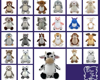 Cow Personalized Stuffed Animal - Personalized Birth Stats Stuffed Animal - Monogramed Stuffed Animal - Embroidered Animal w/Name - Keepsake