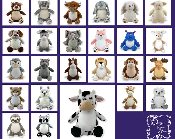 Cow Personalized Stuffed Animal - Personalized Birth Stats Stuffed Animal - Monogramed Stuffed Animal - Embroidered Animal w/Name - Keepsake