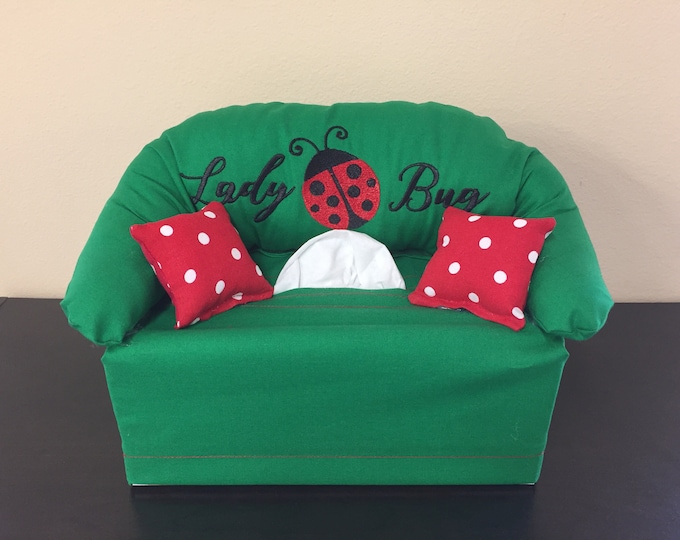 Lady Bugs Couch Tissue Box Cover - Tissue Box Cover - Tissue Cover - Couch Shaped Tissue Box Cover - Tissue Box Cover  - Lady Bugs