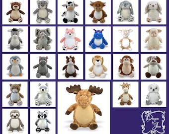 Moose Personalized Stuffed Animal - Personalized Birth Stats Animal - Monogramed Stuffed Animal - Embroidered Animal w/Name -Keepsake