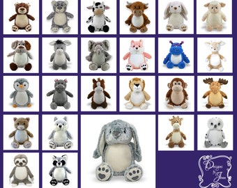 Grey Bunny Personalized Stuffed Animal - Personalized Birth Stats Stuffed Animal - Monogramed Stuffed Animal - Embroidered Animal w/Name