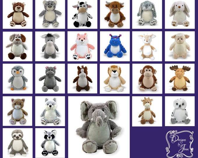Elephant Personalized Stuffed Animal - Personalized Birth Stats Stuffed Animal - Monogramed Stuffed Animal - Embroidered Animal w/Name