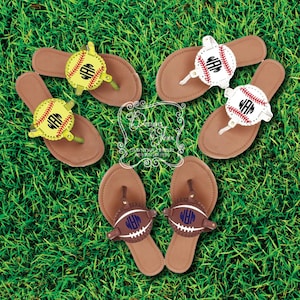 Monogrammed Sports Sandals - Baseball Monogram, Softball Monogram, Football Monogram, Monogrammed Flip Flops