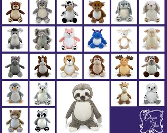 Sloth Personalized Stuffed Animal - Personalized Birth Stats Animal - Monogramed Stuffed Animal - Embroidered Animal w/Name - Keepsake