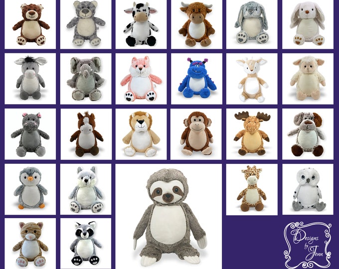 Sloth Personalized Stuffed Animal - Personalized Birth Stats Animal - Monogramed Stuffed Animal - Embroidered Animal w/Name - Keepsake