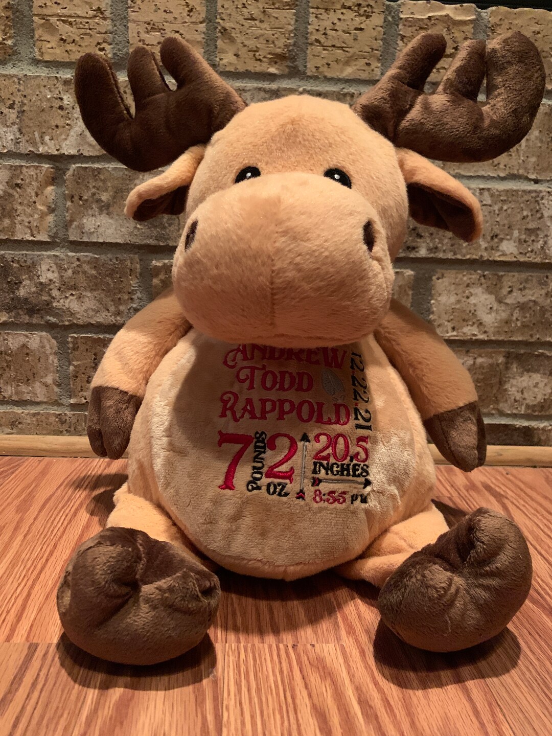 Moose Personalized Stuffed Animal Personalized Birth Stats Stuffed