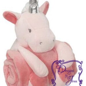 Unicorn Blanket Huggers, Personalized Blanket, Stuffed Animal w/blanket, Custom Embroidery, Custom blanket stuffed animal, Personalized gift