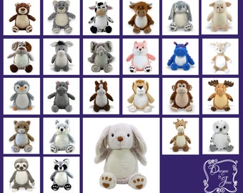Grey Bunny Personalized Stuffed Animal - Personalized Birth Stats Stuffed Animal - Monogramed Stuffed Animal - Embroidered Animal w/Name