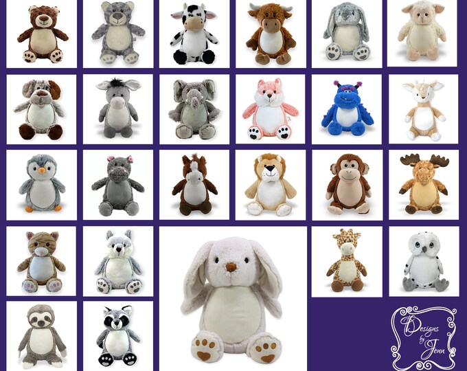 Grey Bunny Personalized Stuffed Animal - Personalized Birth Stats Stuffed Animal - Monogramed Stuffed Animal - Embroidered Animal w/Name