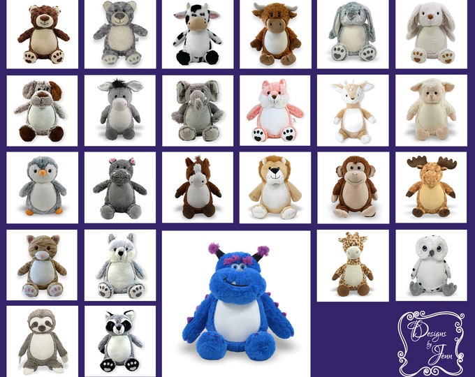 Blue Monster Personalized Stuffed Animal - Personalized Birth Stats Stuffed Animal - Monogramed Stuffed Animal - Embroidered Animal w/ Name