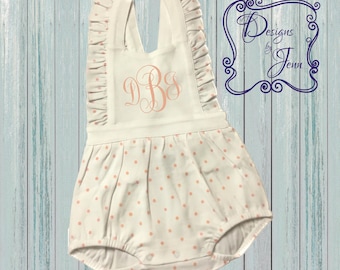 Pink Polka Dot Girls Bubble - Personalized Pink Polka Dot Bubble - Monogramed Pink Polka Dot Bubble - Baby Girl Bubble Outfit - 1st B'day