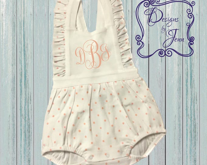 Pink Polka Dot Girls Bubble - Personalized Pink Polka Dot Bubble - Monogramed Pink Polka Dot Bubble - Baby Girl Bubble Outfit - 1st B'day