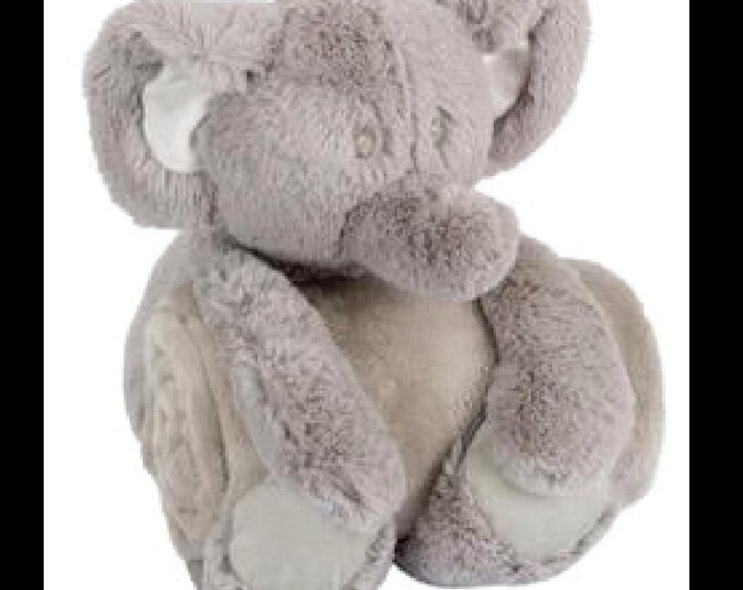 Elephant Blanket Huggers, Personalized Blanket, Stuffed Animal w/blanket, Custom Embroidery, Custom blanket stuffed animal, Personalized