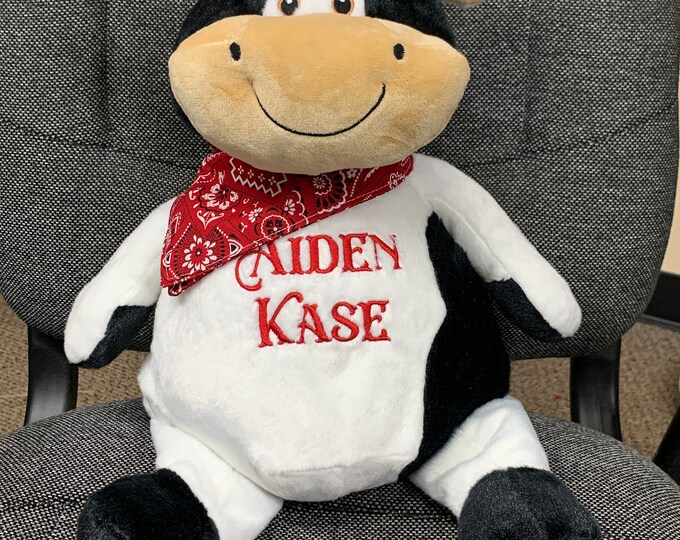 Cow Personalized Stuffed Animal - Personalized Name Only Stuffed Animal - Stuffed Animal w/ Name - Embroidered Stuffed Animal - Name Only