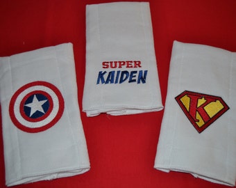Super Hero Set of 3 Burp Cloths